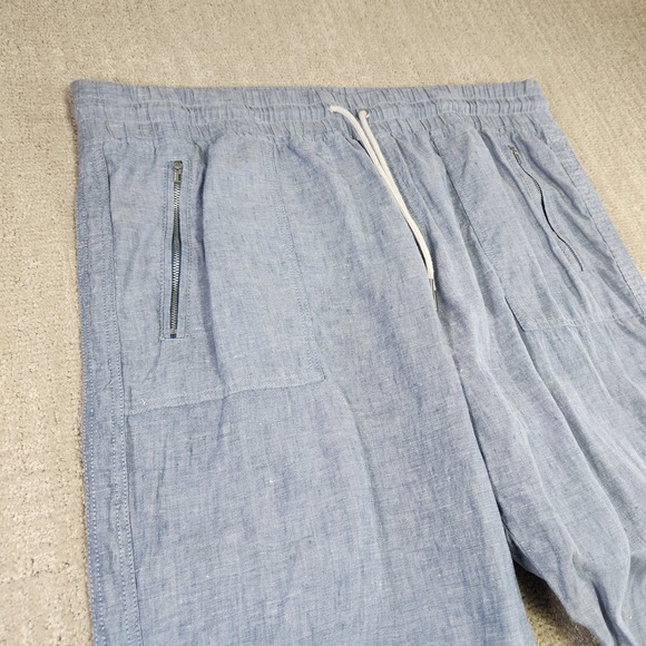 Athleta Cabo Linen Joggers Women 18 Blue Elastic Waist Drawstring Athleisure - Picture 3 of 11